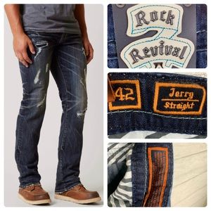 Rock Revival Jerry Straight Distressed Jeans